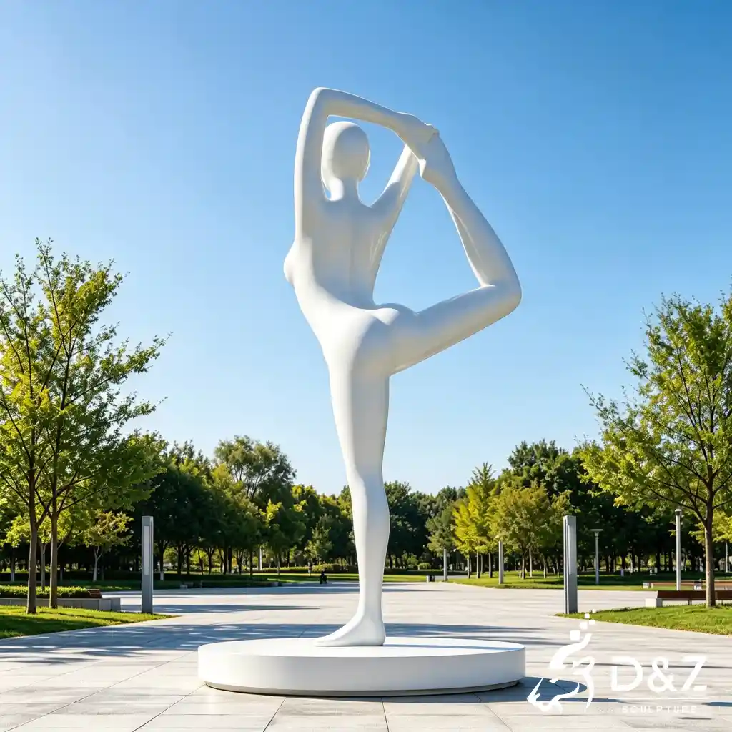 White Abstract Yoga Sculpture Figure Zen Garden for Park DZN692-3 White Abstract Yoga Sculpture Figure Zen Garden for Park DZN692-3