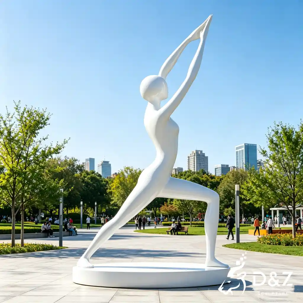 White Abstract Yoga Sculpture Figure Zen Garden for Park DZN692-4 White Abstract Yoga Sculpture Figure Zen Garden for Park DZN692-4