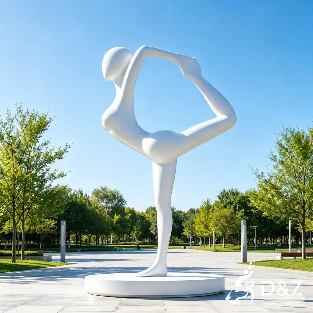White Abstract Yoga Sculpture Figure Zen Garden for Park DZN692-5 White Abstract Yoga Sculpture Figure Zen Garden for Park DZN692-5