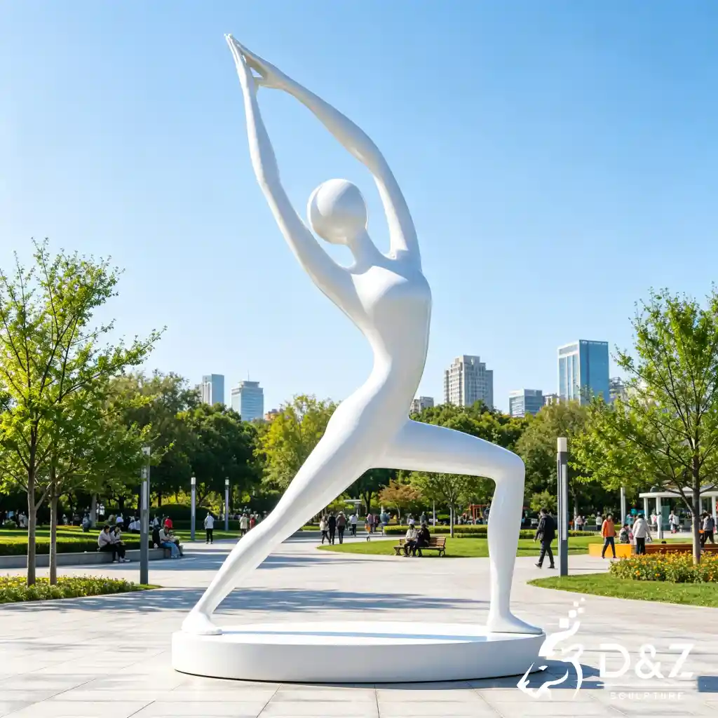 White Abstract Yoga Sculpture Figure Zen Garden for Park DZN692-6 White Abstract Yoga Sculpture Figure Zen Garden for Park DZN692-6