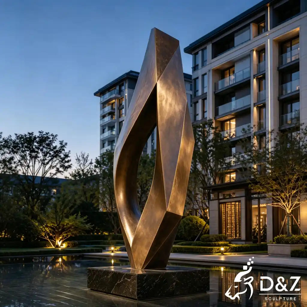 Large Bronze Geometric Abstract Sculpture for Plaza Decor DZN685-3 Large Bronze Geometric Abstract Sculpture for Plaza Decor DZN685-3