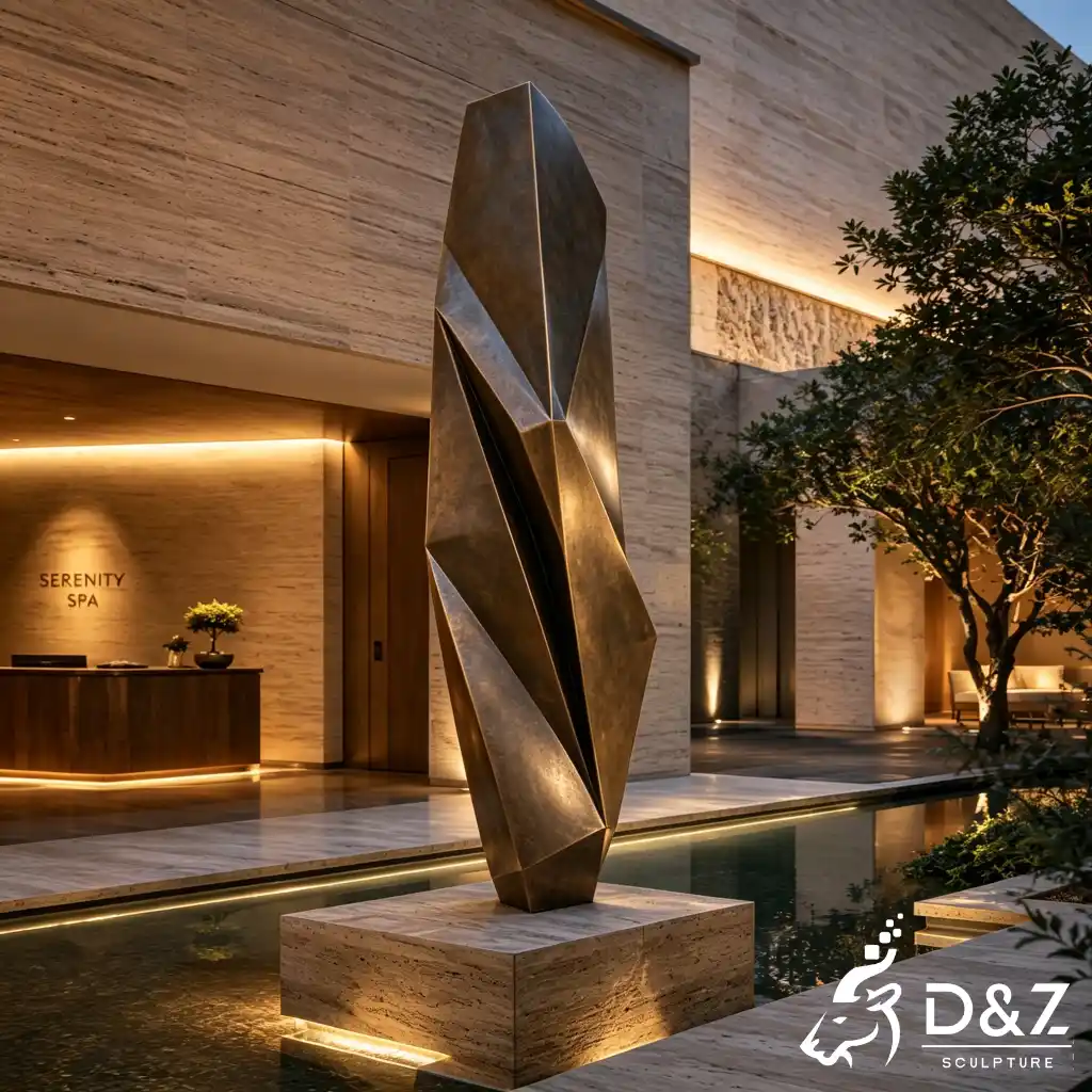 Large Bronze Geometric Abstract Sculpture for Plaza Decor DZN685-4 Large Bronze Geometric Abstract Sculpture for Plaza Decor DZN685-4