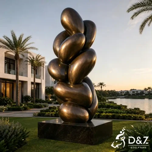 Twisted Bronze Stack Abstract Rock Sculpture Lobby Decor DZN683-7 Twisted Bronze Stack Abstract Rock Sculpture Lobby Decor DZN683-7