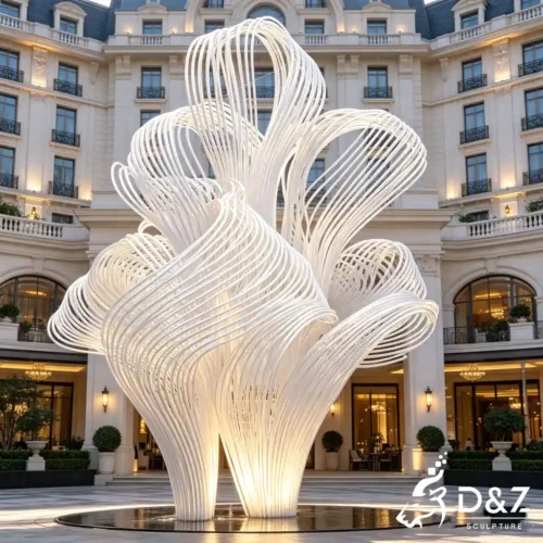 Cool Abstract Wire Sculpture Hotel Outdoor LED Water Feature DZN697-4