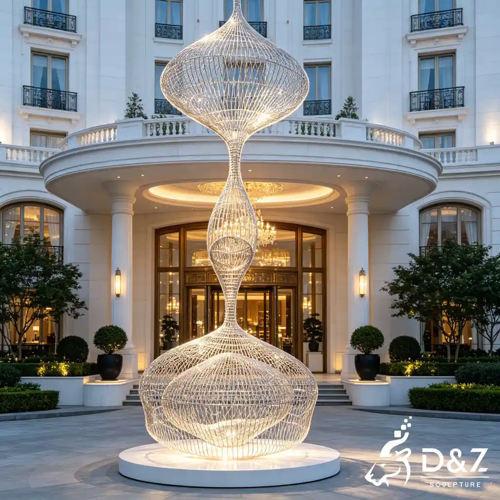 Cool Abstract Wire Sculpture Hotel Outdoor LED Water Feature DZN697-7 Cool Abstract Wire Sculpture Hotel Outdoor LED Water Feature DZN697-7