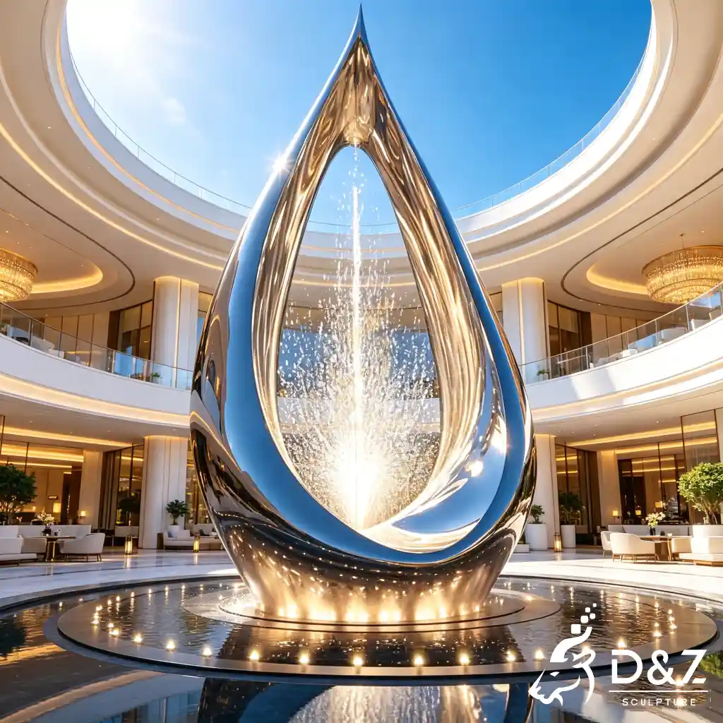 Large Mirror Abstract Water Sculpture Water Drop Fountain DZN681-5