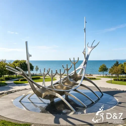 Large Abstract Ship Sculpture Sailboat Coastal Art Decor DZN698-1 Large Abstract Ship Sculpture Sailboat Coastal Art Decor DZN698-1