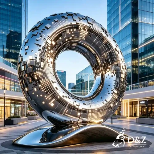 Large Circular Sculpture for Office Building | Mirror Polished Ring Sculpture 1