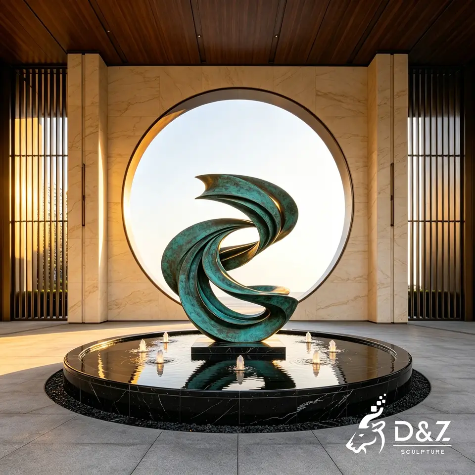 Custom Ribbon Sculpture Fountain | Abstract Spiral Water Feature for Outdoor Landscape 2 Custom Ribbon Sculpture Fountain | Abstract Spiral Water Feature for Outdoor Landscape 2