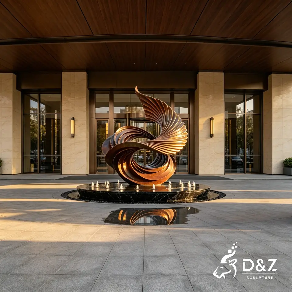 Custom Ribbon Sculpture Fountain | Abstract Spiral Water Feature for Outdoor Landscape 3 Custom Ribbon Sculpture Fountain | Abstract Spiral Water Feature for Outdoor Landscape 3