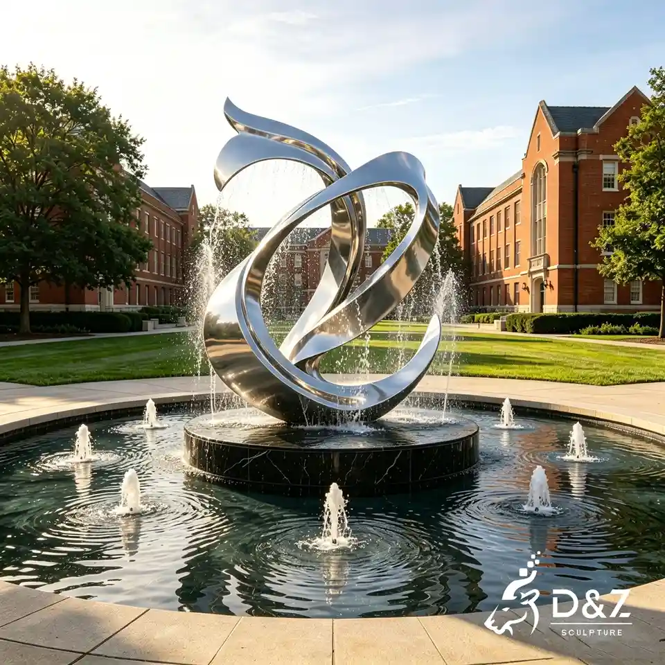 Custom Ribbon Sculpture Fountain | Abstract Spiral Water Feature for Outdoor Landscape 5 Custom Ribbon Sculpture Fountain | Abstract Spiral Water Feature for Outdoor Landscape 5