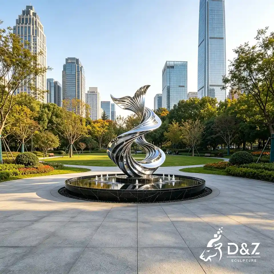 Custom Ribbon Sculpture Fountain | Abstract Spiral Water Feature for Outdoor Landscape 6 Custom Ribbon Sculpture Fountain | Abstract Spiral Water Feature for Outdoor Landscape 6