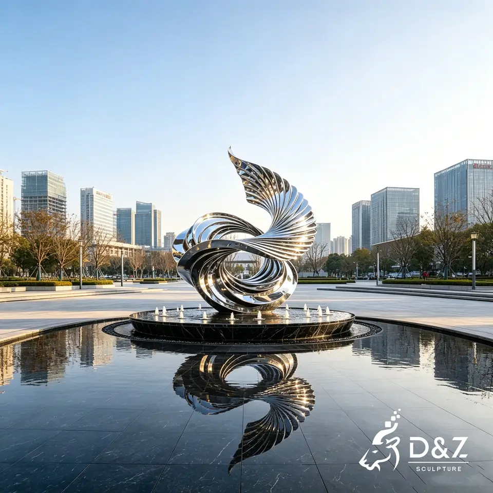 Custom Ribbon Sculpture Fountain | Abstract Spiral Water Feature for Outdoor Landscape 7 Custom Ribbon Sculpture Fountain | Abstract Spiral Water Feature for Outdoor Landscape 7