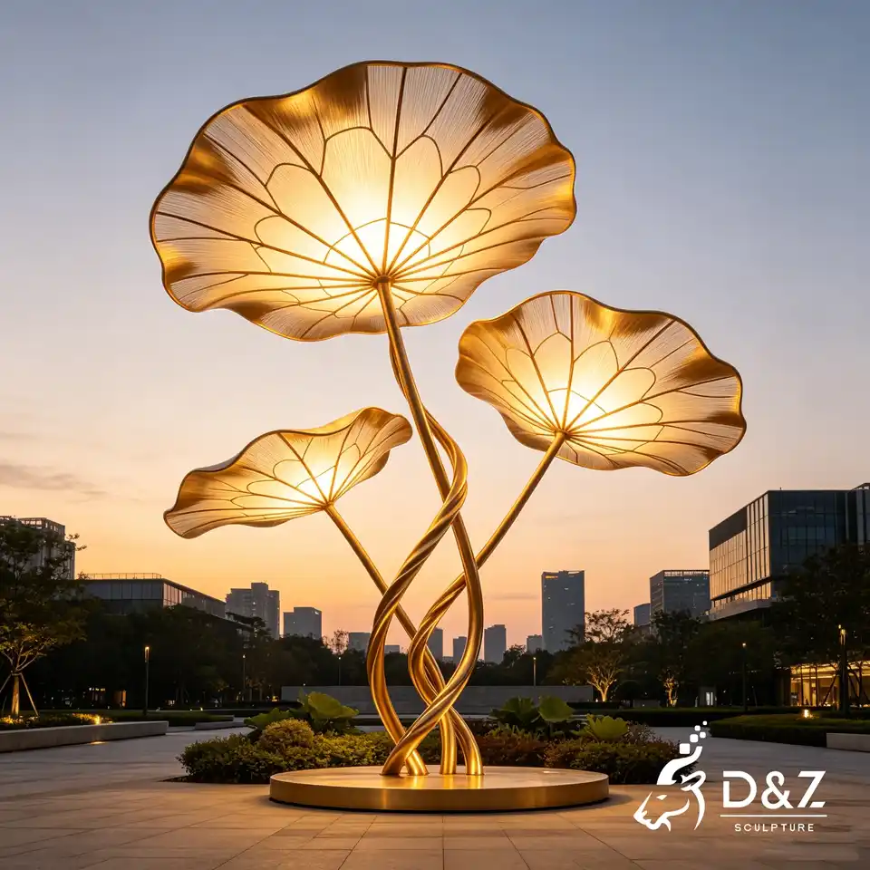 Artistic Lotus Leaf Floor Lamp | Stainless Steel Metal Sculpture Light 4 Artistic Lotus Leaf Floor Lamp | Stainless Steel Metal Sculpture Light 4