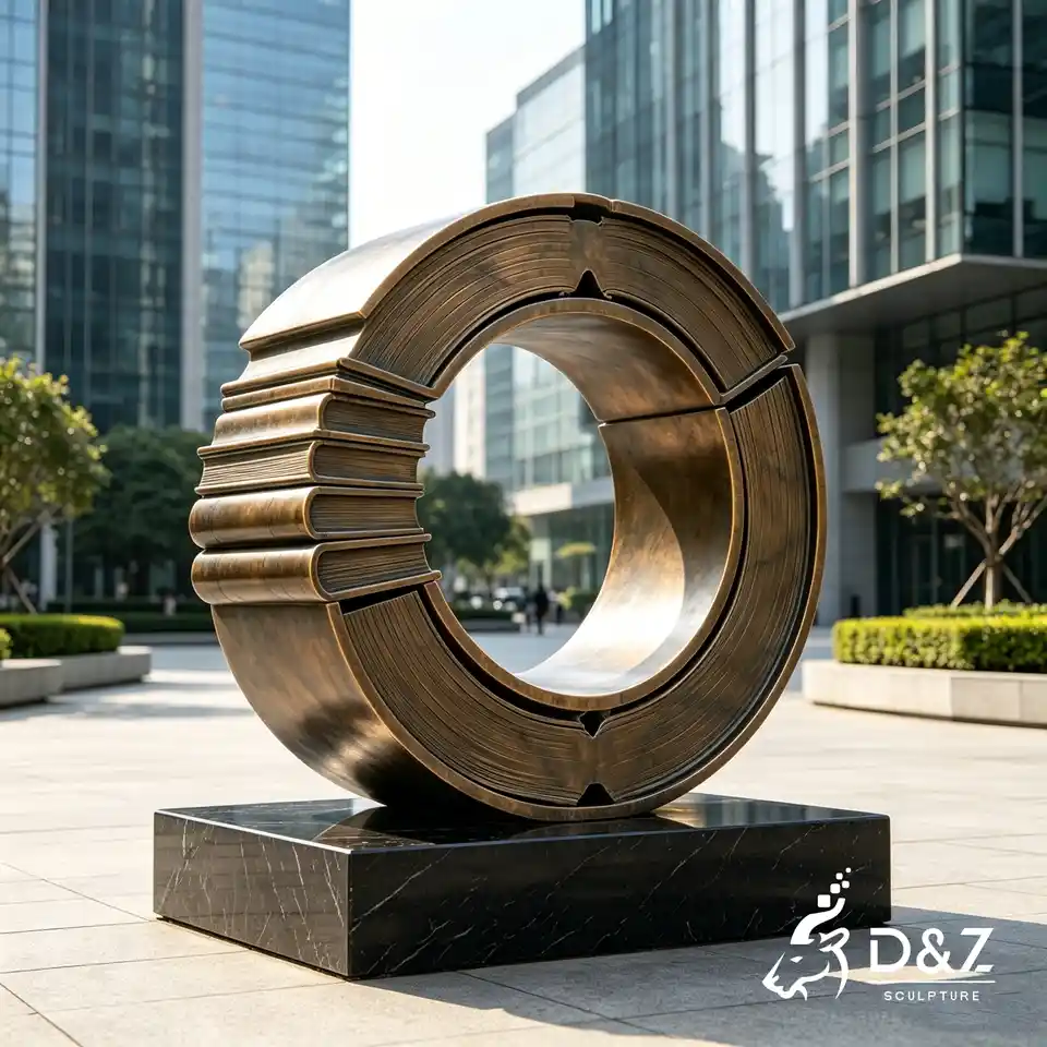 Custom Bronze Abstract Sculptures | Bronze Circle of Book Sculpture 5 Custom Bronze Abstract Sculptures | Bronze Circle of Book Sculpture 5