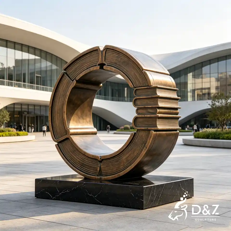Custom Bronze Abstract Sculptures | Bronze Circle of Book Sculpture 6 Custom Bronze Abstract Sculptures | Bronze Circle of Book Sculpture 6