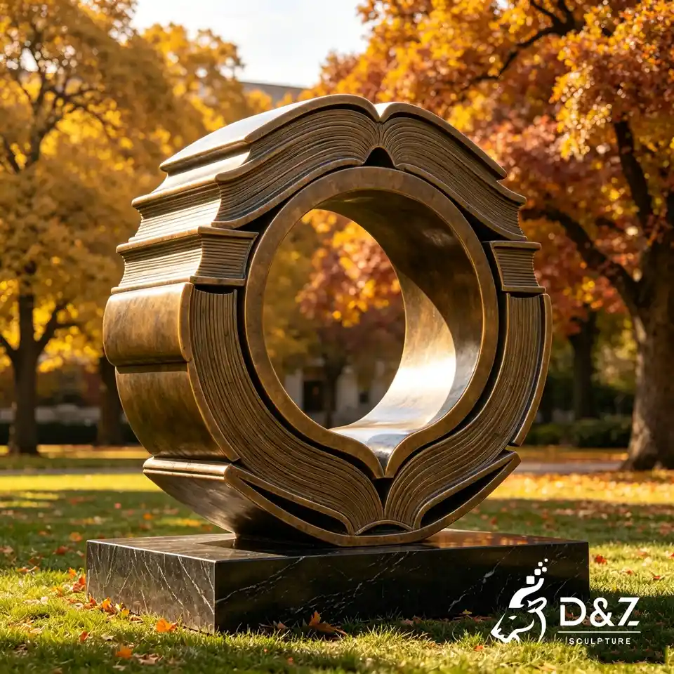 Custom Bronze Abstract Sculptures | Bronze Circle of Book Sculpture 7 Custom Bronze Abstract Sculptures | Bronze Circle of Book Sculpture 7