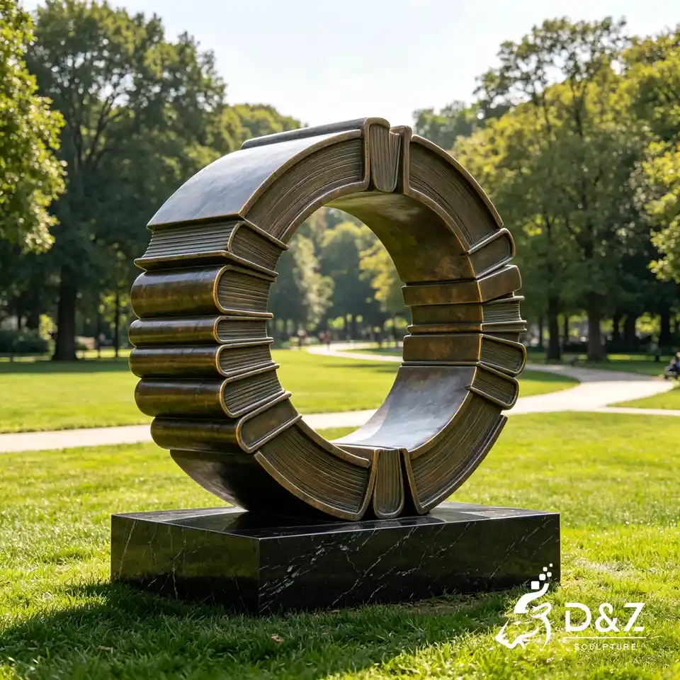 Custom Bronze Abstract Sculptures | Bronze Circle of Book Sculpture 8 Custom Bronze Abstract Sculptures | Bronze Circle of Book Sculpture 8