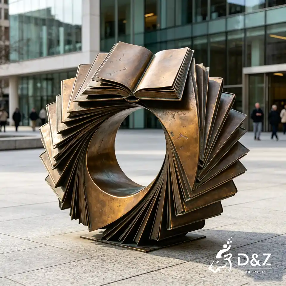 Custom Bronze Abstract Sculptures | Bronze Circle of Book Sculpture 4 Custom Bronze Abstract Sculptures | Bronze Circle of Book Sculpture 4