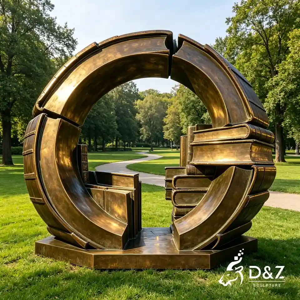 Custom Bronze Abstract Sculptures | Bronze Circle of Book Sculpture 9 Custom Bronze Abstract Sculptures | Bronze Circle of Book Sculpture 9