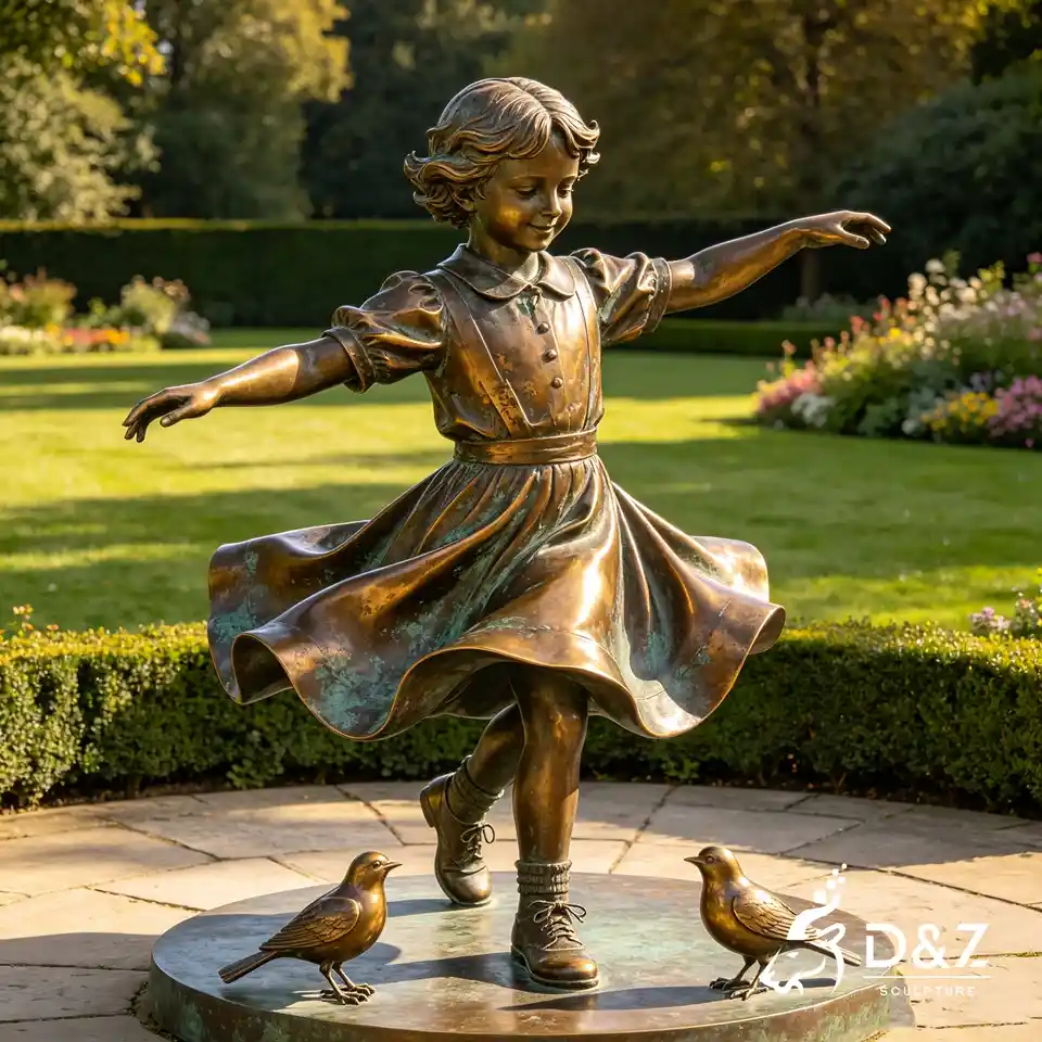 Dancing Bronze Children Statues | Romantic Boy Girl Dancing Sculpture for Garden 6 Dancing Bronze Children Statues | Romantic Boy Girl Dancing Sculpture for Garden 6