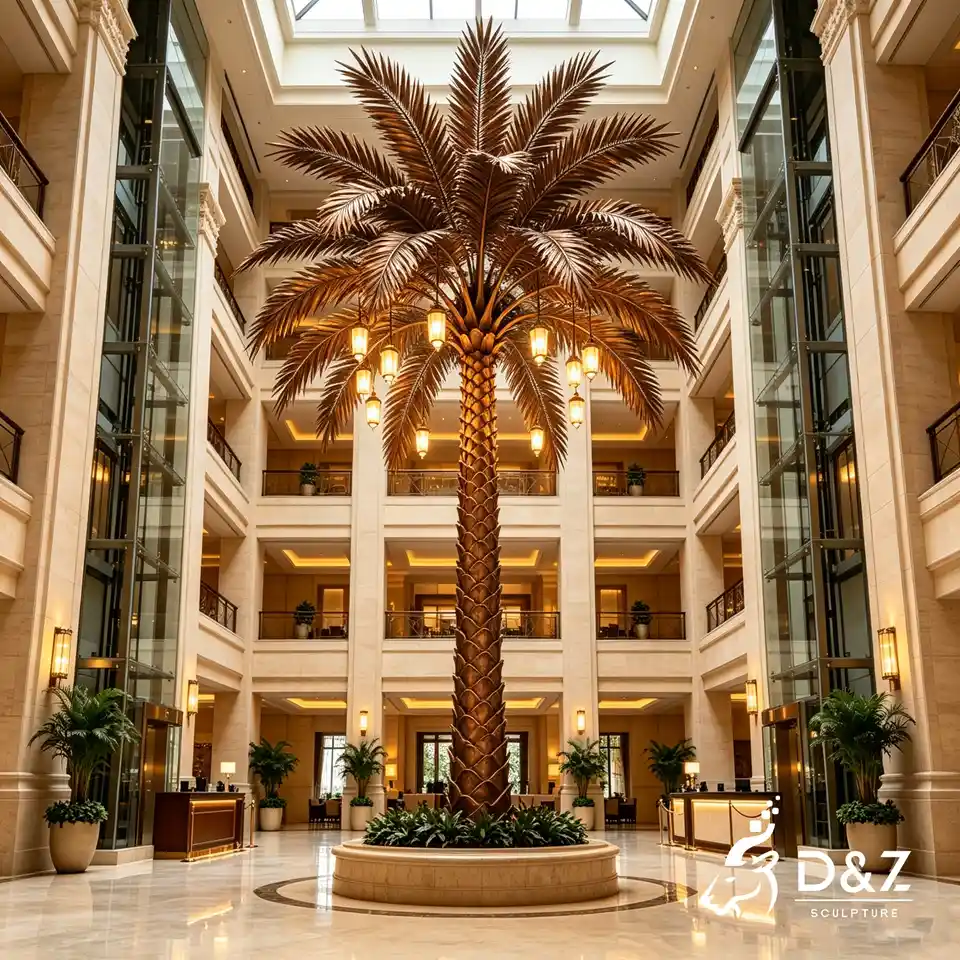Bronze Palm Tree Floor Lamp | Custom Outdoor Metal Sculpture Floor Lamp 1