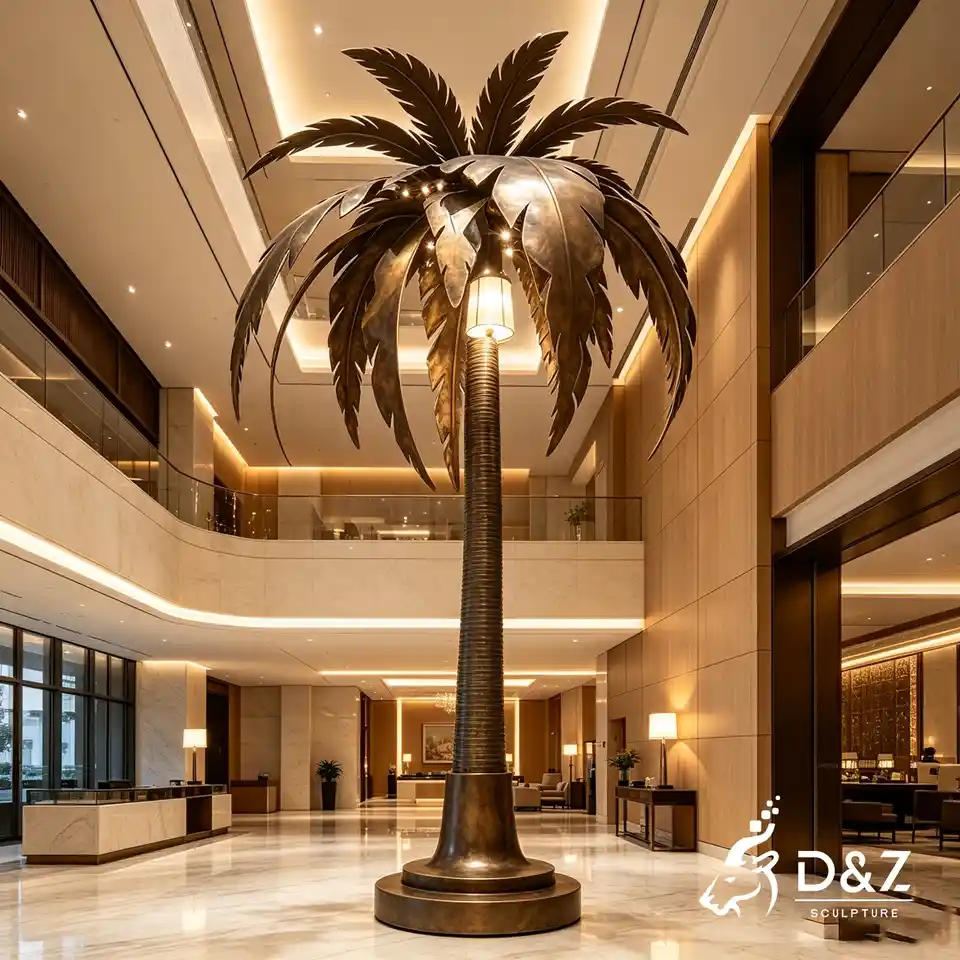 Bronze Palm Tree Floor Lamp | Custom Outdoor Metal Sculpture Floor Lamp 2 Bronze Palm Tree Floor Lamp | Custom Outdoor Metal Sculpture Floor Lamp 2