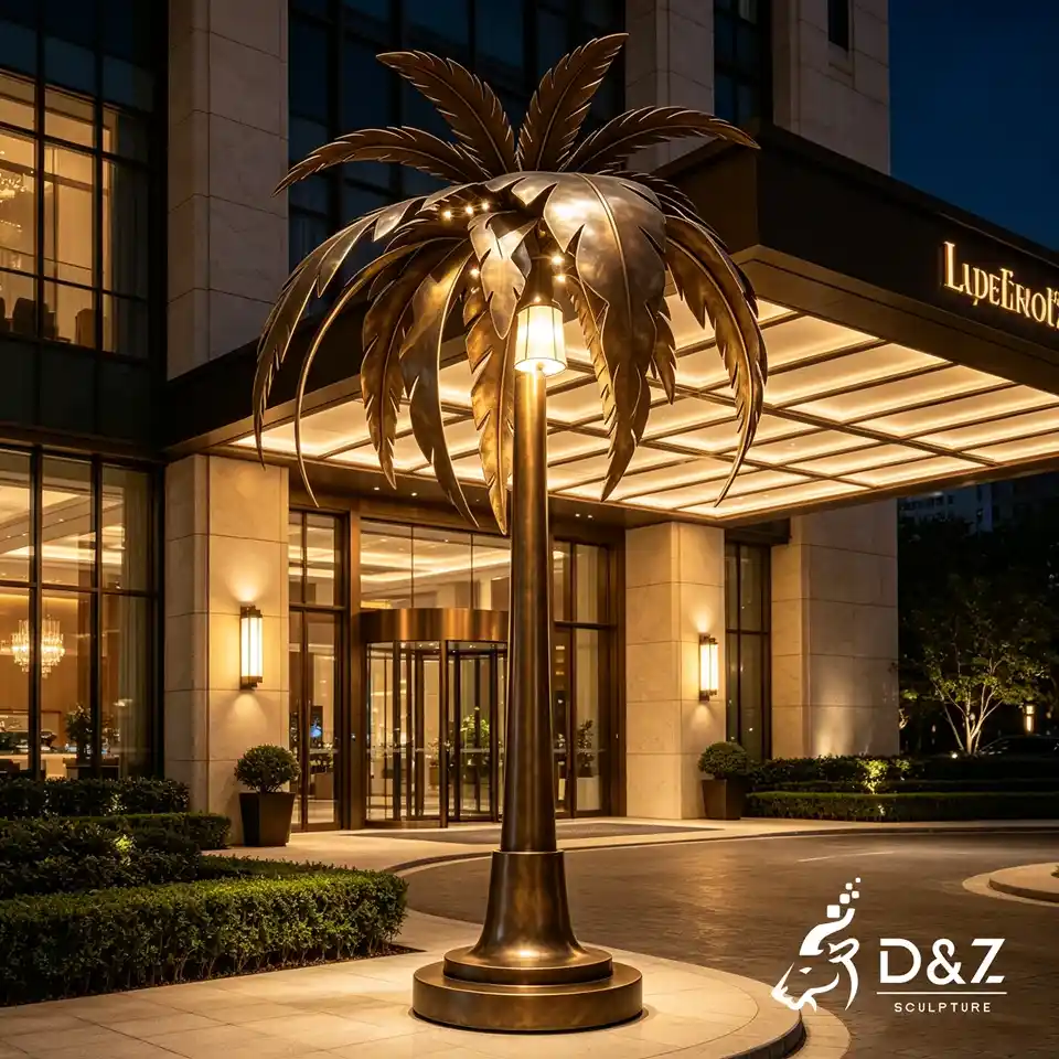 Bronze Palm Tree Floor Lamp | Custom Outdoor Metal Sculpture Floor Lamp 3 Bronze Palm Tree Floor Lamp | Custom Outdoor Metal Sculpture Floor Lamp 3