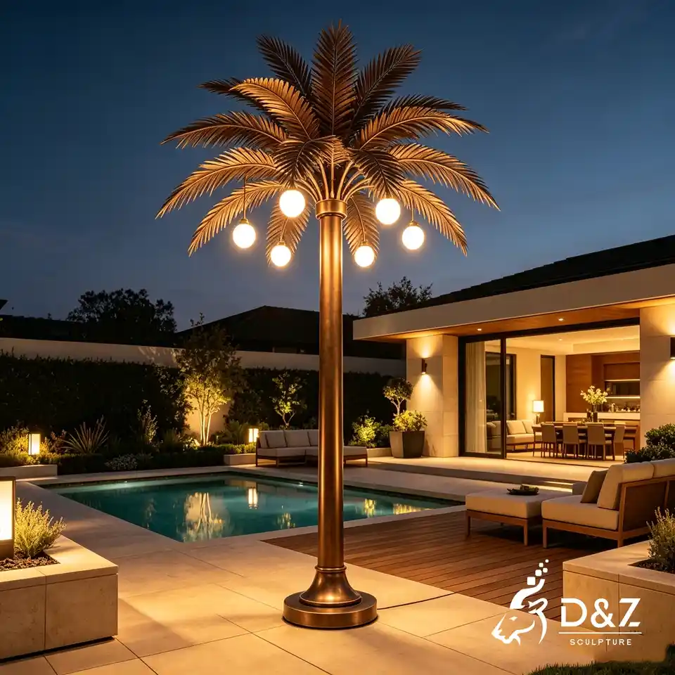 Bronze Palm Tree Floor Lamp | Custom Outdoor Metal Sculpture Floor Lamp 5 Bronze Palm Tree Floor Lamp | Custom Outdoor Metal Sculpture Floor Lamp 5