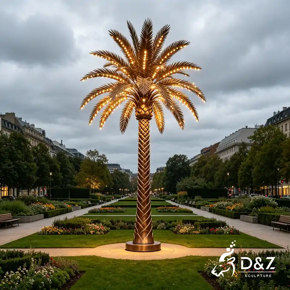 Bronze Palm Tree Floor Lamp | Custom Outdoor Metal Sculpture Floor Lamp 6 Bronze Palm Tree Floor Lamp | Custom Outdoor Metal Sculpture Floor Lamp 6