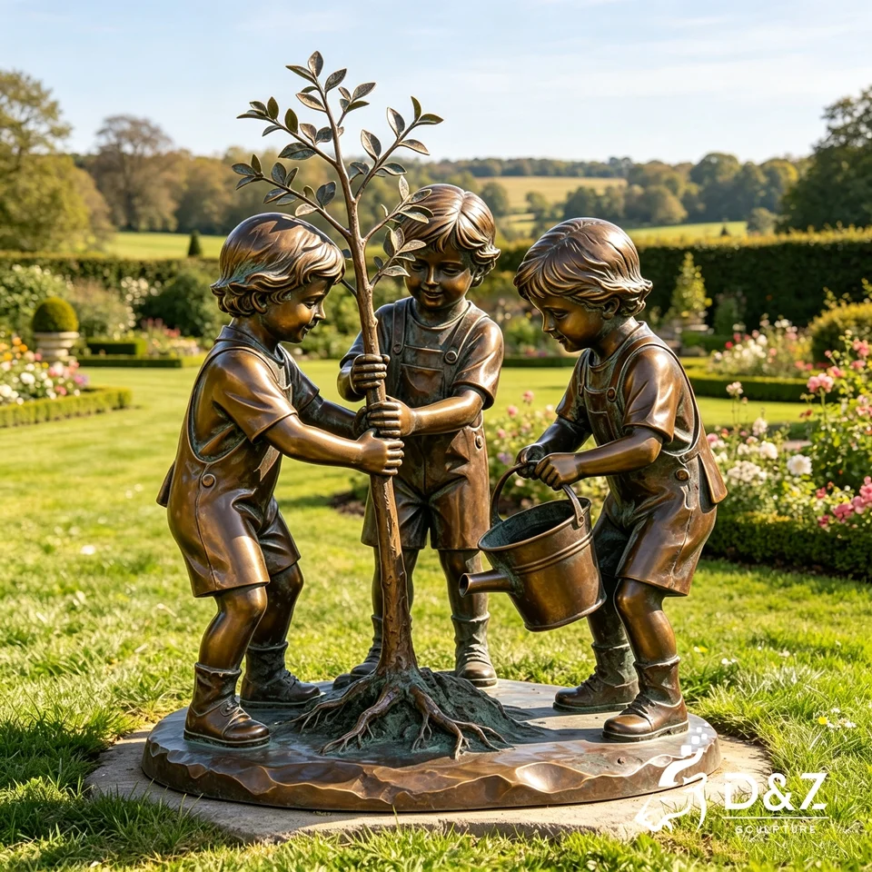Custom Bronze Children Garden Statues 3 Custom Bronze Children Garden Statues 3