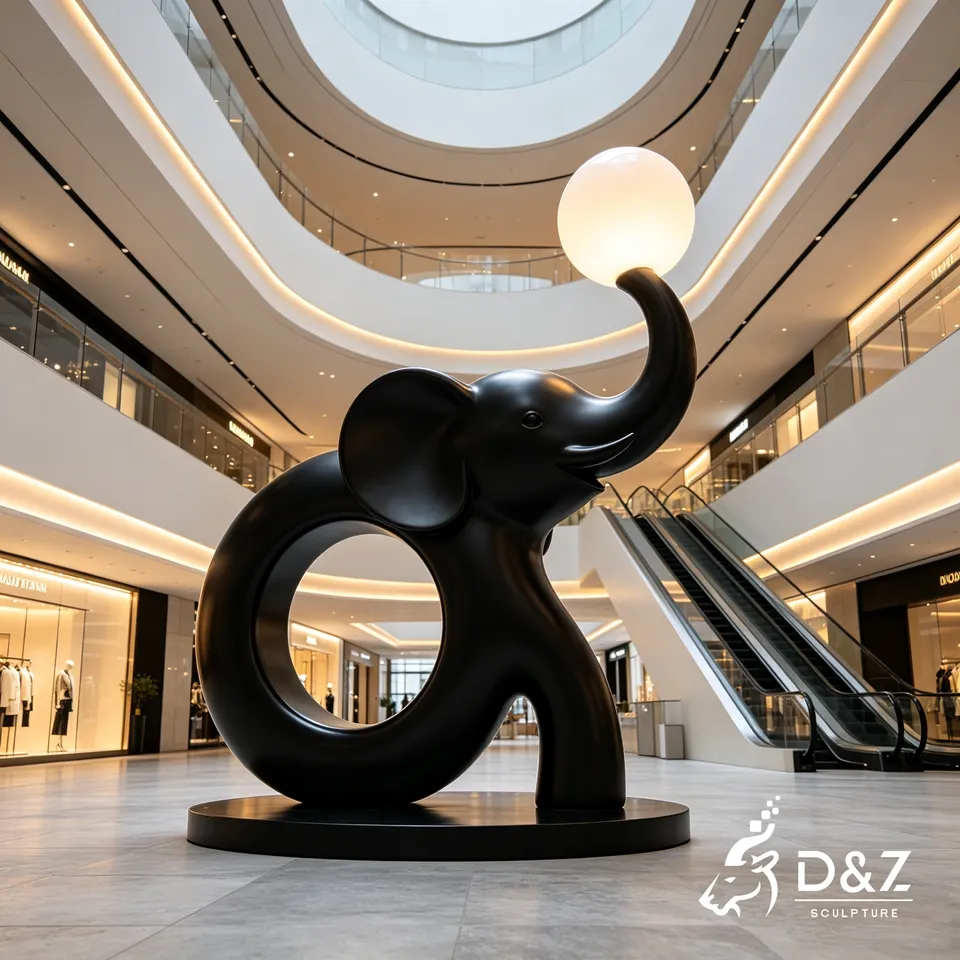 Elephant Sculpture Floor Lamp | Hollow Stainless Steel Elephant Lamp with LED Light 1 Elephant Sculpture Floor Lamp | Hollow Stainless Steel Elephant Lamp with LED Light 1