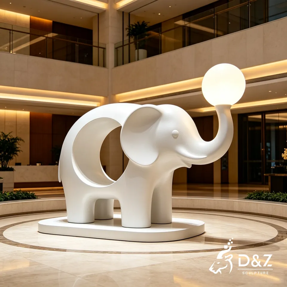 Elephant Sculpture Floor Lamp | Hollow Stainless Steel Elephant Lamp with LED Light 3 Elephant Sculpture Floor Lamp | Hollow Stainless Steel Elephant Lamp with LED Light 3