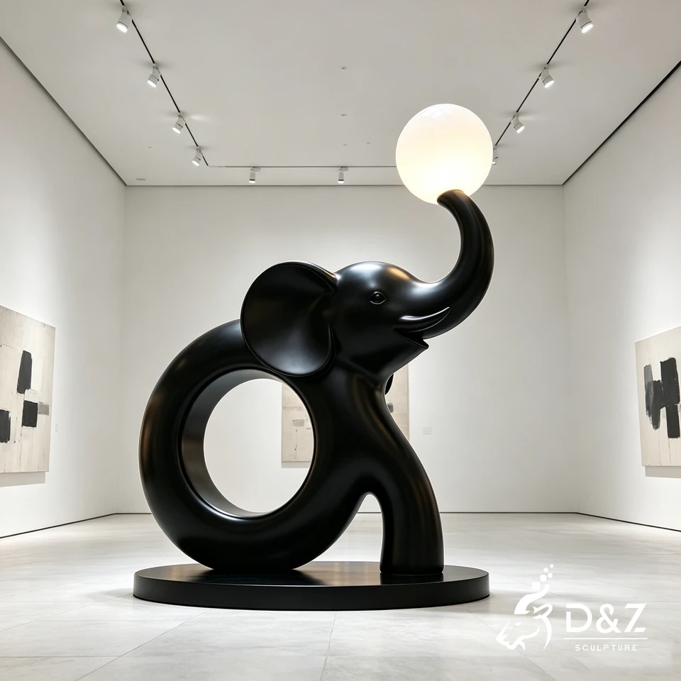 Elephant Sculpture Floor Lamp | Hollow Stainless Steel Elephant Lamp with LED Light 4 Elephant Sculpture Floor Lamp | Hollow Stainless Steel Elephant Lamp with LED Light 4