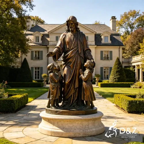 Jesus with Children Statue | Custom Bronze Religious Sculpture 2