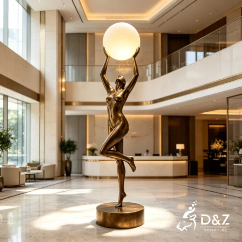 Lady Statue Floor Lamp | Custom Bronze Woman Sculpture Lighting Art 1 Lady Statue Floor Lamp | Custom Bronze Woman Sculpture Lighting Art 1