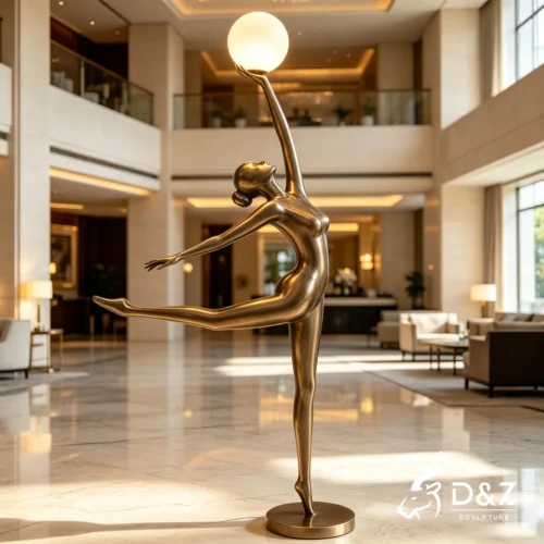 Lady Statue Floor Lamp | Custom Bronze Woman Sculpture Lighting Art 2