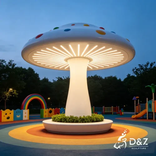 Large Mushroom Floor Lamp – Custom Stainless Steel Mushroom Sculpture Lighting 1 Large Mushroom Floor Lamp – Custom Stainless Steel Mushroom Sculpture Lighting 1