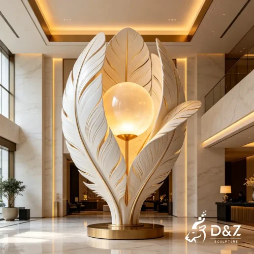 Stainless Steel Feather Floor Lamp | Large Modern Feather Sculpture Lighting 1 Stainless Steel Feather Floor Lamp | Large Modern Feather Sculpture Lighting 1