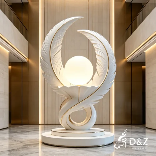 Stainless Steel Feather Floor Lamp | Large Modern Feather Sculpture Lighting 2