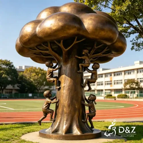Statue of Children Playing | Custom Bronze Children Sculpture for Outdoor Public Art 2