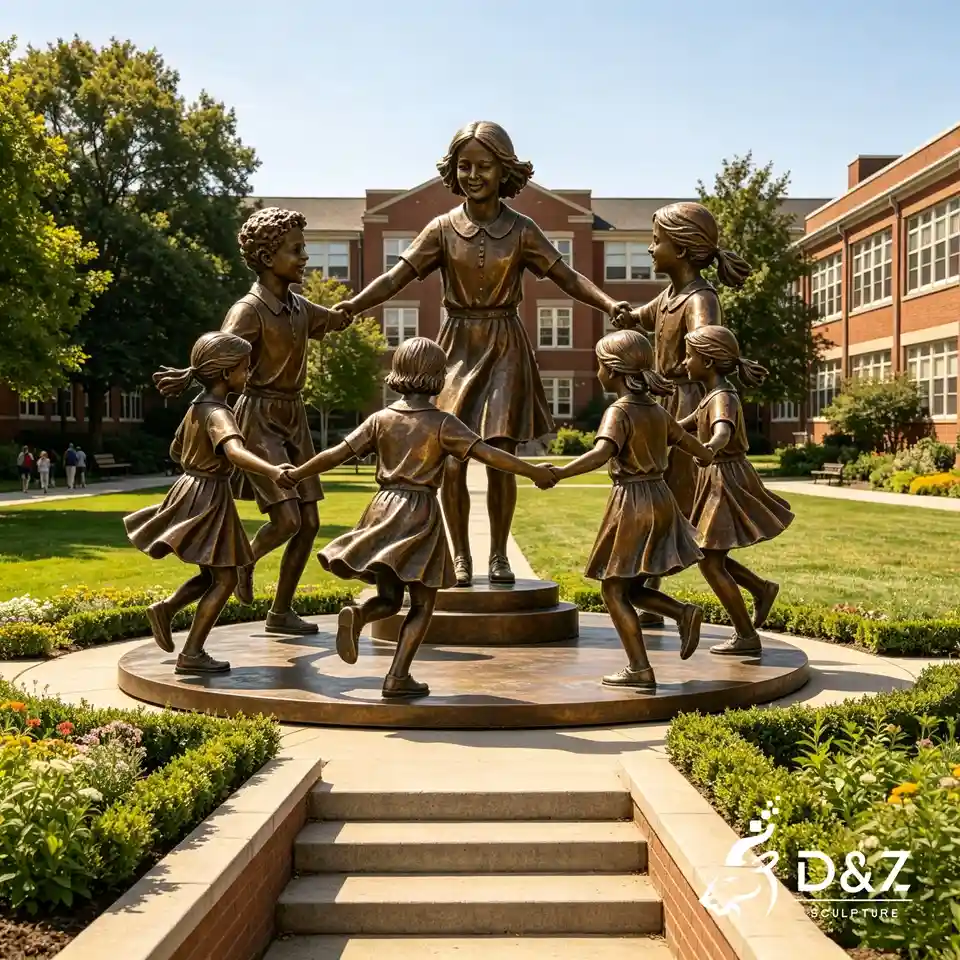 Statue of Children Playing | Custom Bronze Children Sculpture for Outdoor Public Art 5 Statue of Children Playing | Custom Bronze Children Sculpture for Outdoor Public Art 5