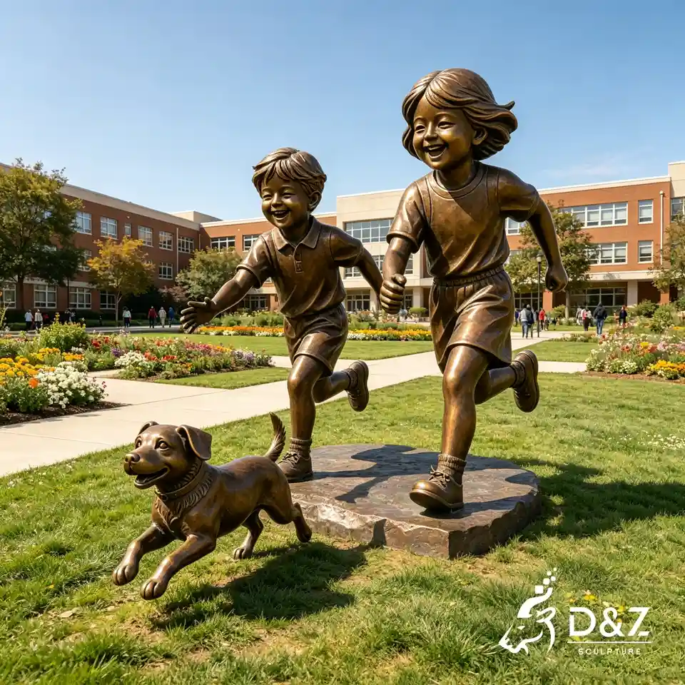 Statue of Children Playing | Custom Bronze Children Sculpture for Outdoor Public Art 6 Statue of Children Playing | Custom Bronze Children Sculpture for Outdoor Public Art 6