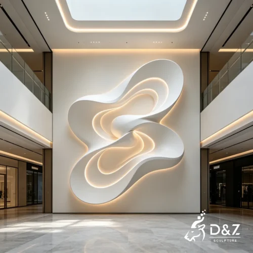 Abstract Modern Wall Sculpture | Flowing Form Stainless Steel Wall Art With LED Light 1 Abstract Modern Wall Sculpture | Flowing Form Stainless Steel Wall Art With LED Light 1