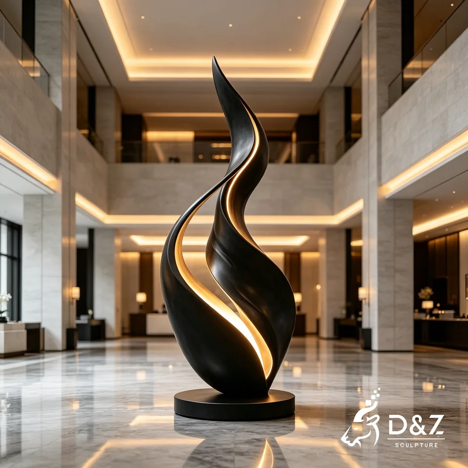 Black Art Deco Floor Lamp | LED Spiral Sculpture Light 4 Black Art Deco Floor Lamp | LED Spiral Sculpture Light 4