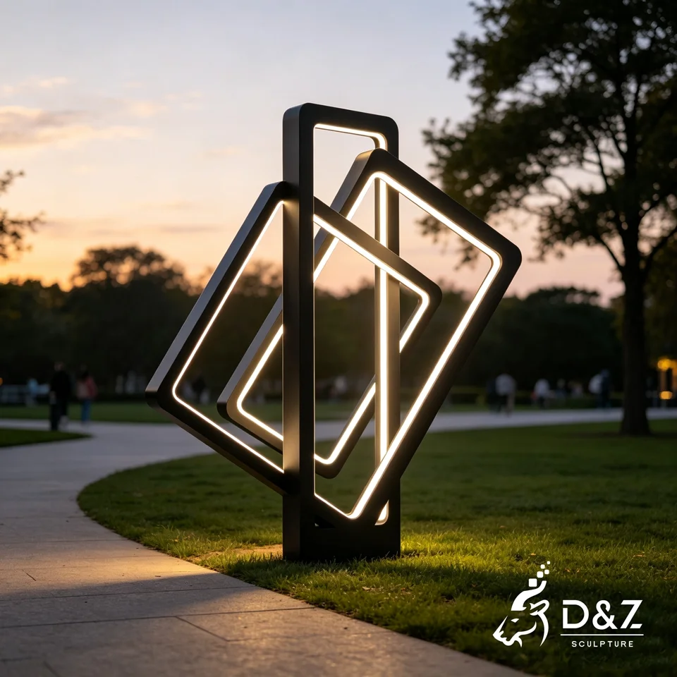 Black Geometric Floor Lamp | Nesting Square LED Metal Art Sculpture 4 Black Geometric Floor Lamp | Nesting Square LED Metal Art Sculpture 4