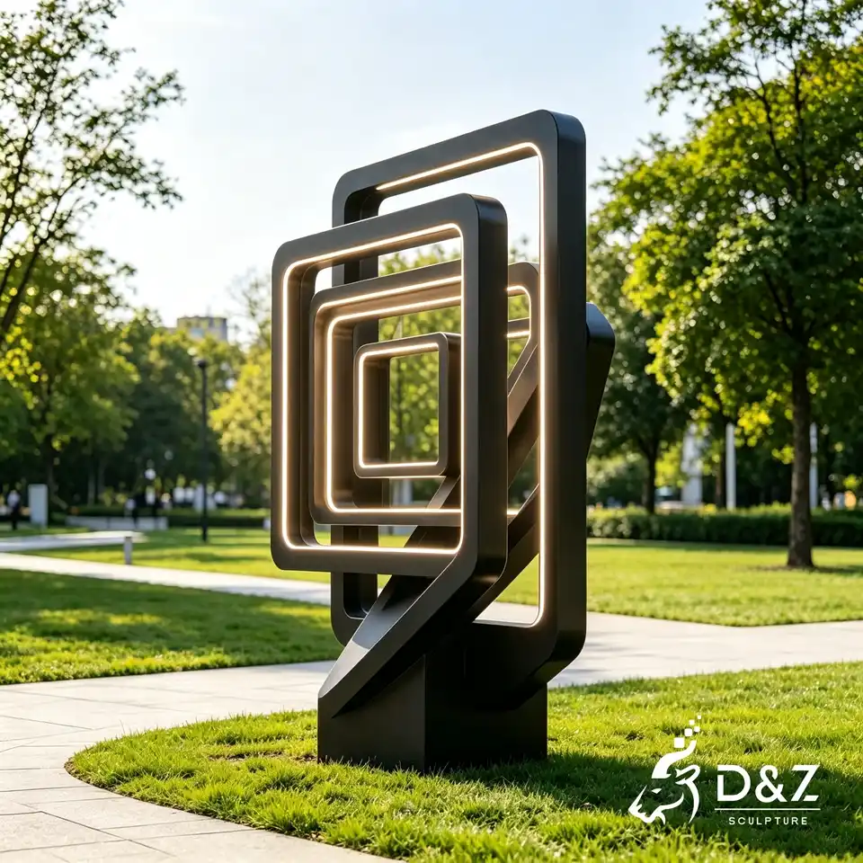 Black Geometric Floor Lamp | Nesting Square LED Metal Art Sculpture 5 Black Geometric Floor Lamp | Nesting Square LED Metal Art Sculpture 5