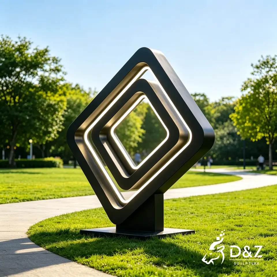 Black Geometric Floor Lamp | Nesting Square LED Metal Art Sculpture 7 Black Geometric Floor Lamp | Nesting Square LED Metal Art Sculpture 7