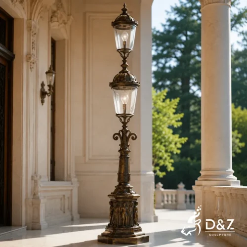 Bronze Old Antique Lamp Post Sculpture | European Palace Traditional Outdoor Floor Lamp 1