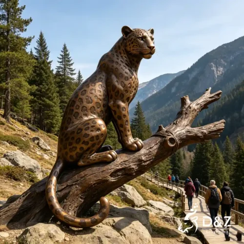 Large Sitting Leopard Statue | Bronze Leopard Statue for Outdoor Public Art 1